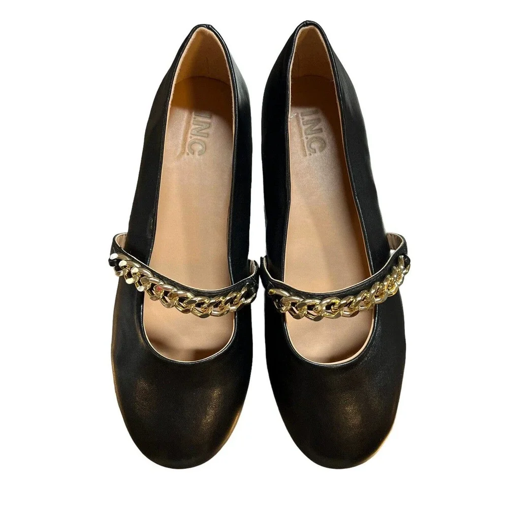 INC International Concepts Jodie‎ Flat Chain Strap Shoe 5 New